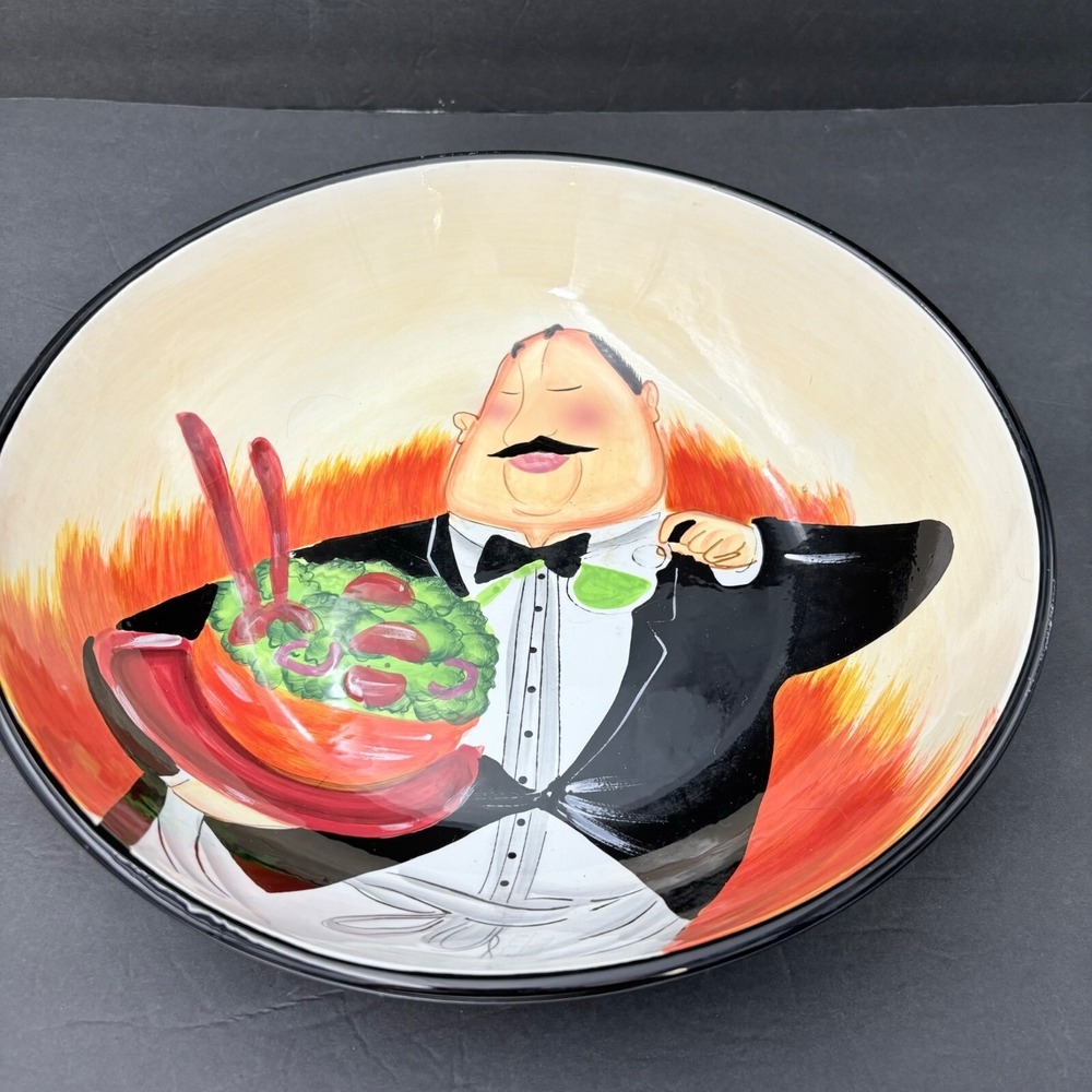Certified International Tracy Flickinger‎ 13" Pasta Bowl Dinner Is Served Waiter